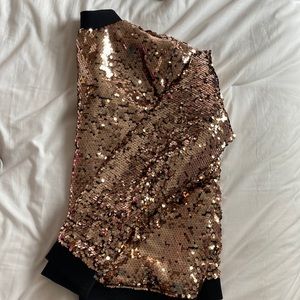 Project Runway Rose Gold Sequin Bomber Jacket